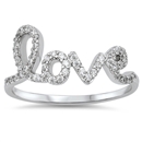 Silver CZ Love Ring