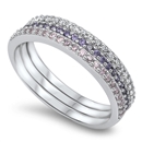 Stackable Silver Ring - 3 Color Bands