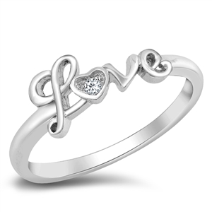 Silver CZ Love Ring
