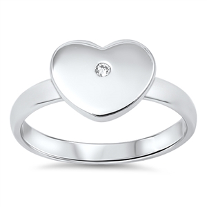 Silver CZ Ring - Heart