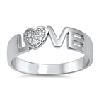 Silver CZ Ring - Love