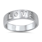 Silver CZ Ring - Love