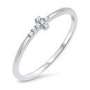 Silver CZ Ring - Sideways Cross