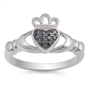 Silver Claddagh Ring - Amethyst CZ