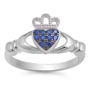 Silver Claddagh Ring - Amethyst CZ