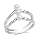 Silver CZ Ring - Triple Pearl