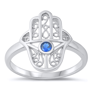 Silver CZ Ring - Hamsa