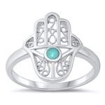 Silver Stone Ring - Hamsa