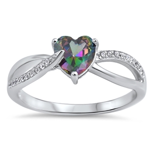 Silver CZ  Ring - Heart