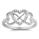 Silver CZ Ring - Infinity Hearts