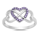 Silver CZ Ring - Infinity Hearts