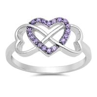 Silver CZ Ring - Infinity Hearts