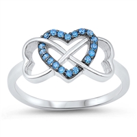 Silver CZ Ring - Infinity Hearts