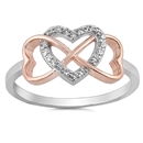 Silver CZ Ring - Infinity Hearts