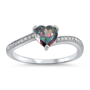 Silver Ring W/ CZ - Heart