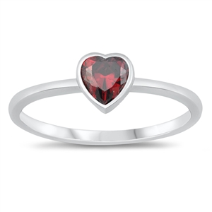 Silver CZ Ring - Heart