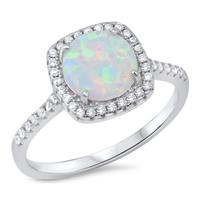 Silver CZ & Opal Ring
