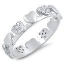 Silver Ring W/ CZ - Hearts