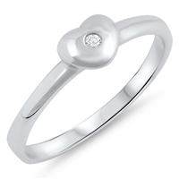 Silver Heart Ring W/ CZ