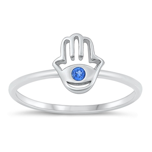 Silver CZ Ring - Hamsa