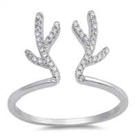 Silver CZ Ring - Reindeer Antlers