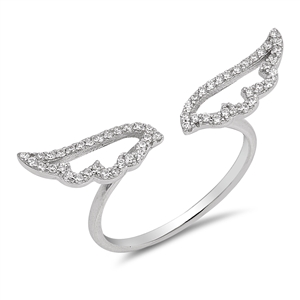 Silver CZ Ring - Wings