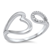 Silver CZ Ring - Open Heart