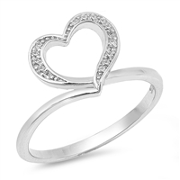 Silver CZ Ring - Open Heart