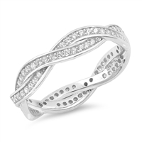 Silver CZ Ring - Braid