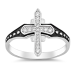 Silver Ring W/ CZ - Medieval Cross