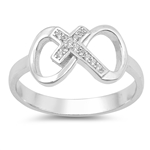 Silver CZ Ring - Cross Infinity