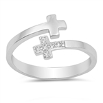 Silver Ring W/ CZ - Double Cross