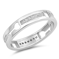 Silver Ring W/ CZ - Lock & Key