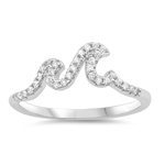 Silver Ring W/ CZ - Waves