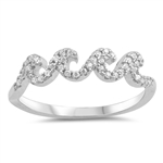 Silver Ring W/ CZ - Waves