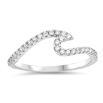 Silver Ring W/ CZ - Wave