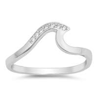 Silver Ring W/ CZ - Wave