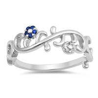 Silver Ring W/ CZ - Flowers