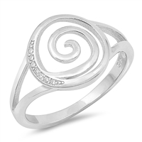 Silver Ring W/ CZ - Spiral