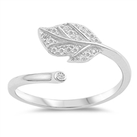 Silver Ring W/ CZ - Leaf