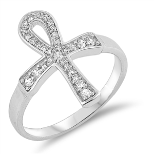 Silver Ring W/ CZ - Cross