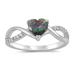 Silver CZ Ring - Heart