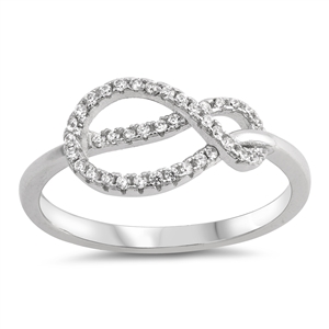 Silver Ring W/ CZ - Knot