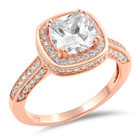 Silver CZ Ring - Rose Gold Plated