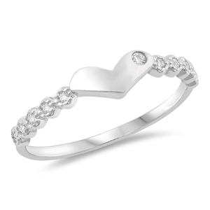 Silver Ring W/ CZ - Heart