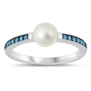 Silver CZ Ring - Pearl