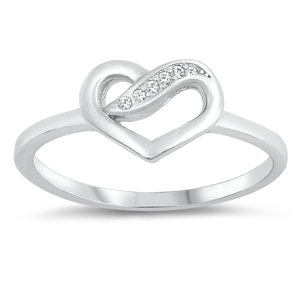 Silver CZ Ring - Heart