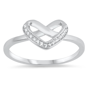 Silver CZ Ring - Heart