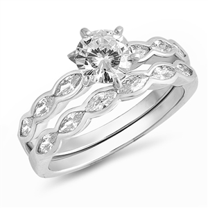 Silver CZ - Wedding Set