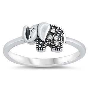 Silver CZ Ring - Elephant